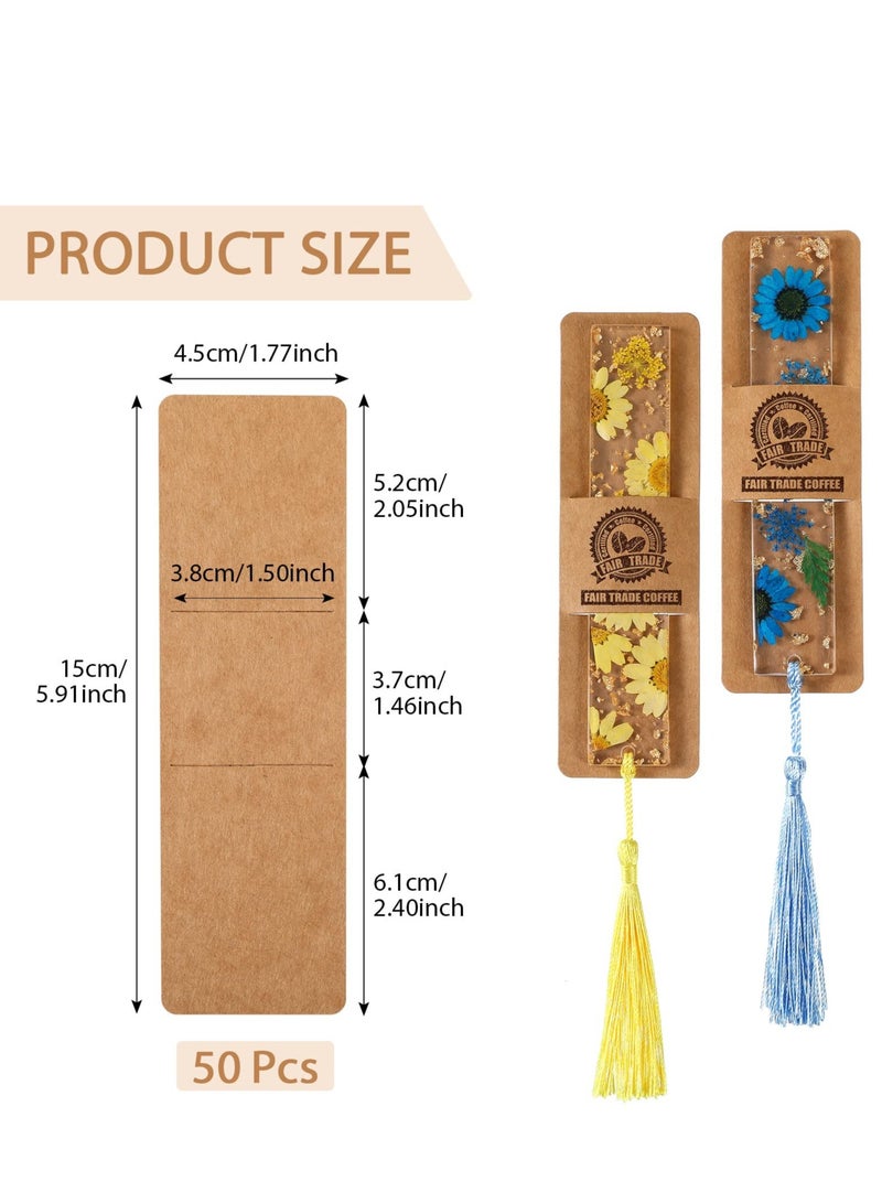 Excefore 70 Pieces Resin Bookmark Holder 15 x 4.5cm Kraft Bookmark Sleeves, DIY Bookmarks Display Cards for Bookmark Wrapping Small Business Packaging Supplies Party Favor Gift (Brown) - Image 2