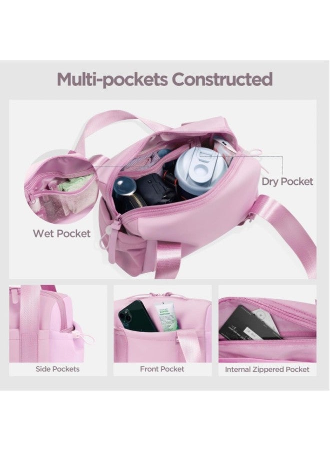 Generic Large-capacity Women's All-match Sports Shoulder Multi-function Travel Fitness Fashion Portable Storage Bag-Color:Pink  - Image 5