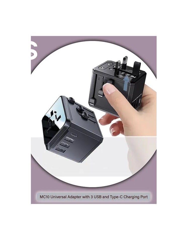 Yesido Yesido MC-10 3 USB + Type-C Ports Multi-function Universal Travel Adapter Plug  Black  - Image 3