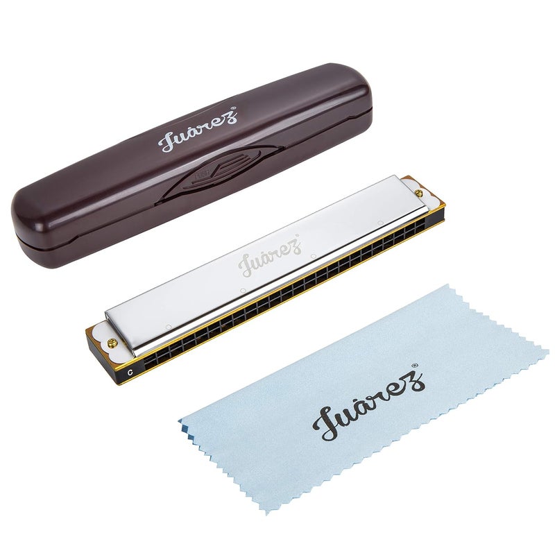 Juarez Viénto JRH24SL 24 Holes 48 Tones Professional Tremolo Polyphonic Harmonica Key of C Scale | Mouth Organ | Cover - Stainless Iron | Comb - Abs | Reed – Brass with Cloth & Case - Image 5
