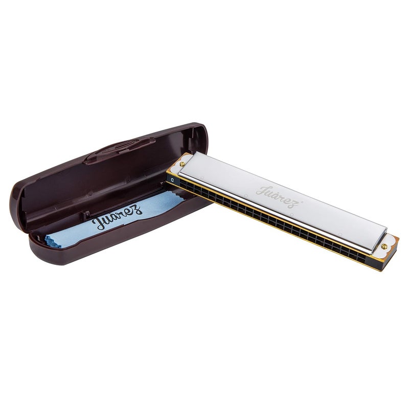 Juarez Viénto JRH24SL 24 Holes 48 Tones Professional Tremolo Polyphonic Harmonica Key of C Scale | Mouth Organ | Cover - Stainless Iron | Comb - Abs | Reed – Brass with Cloth & Case - Image 3
