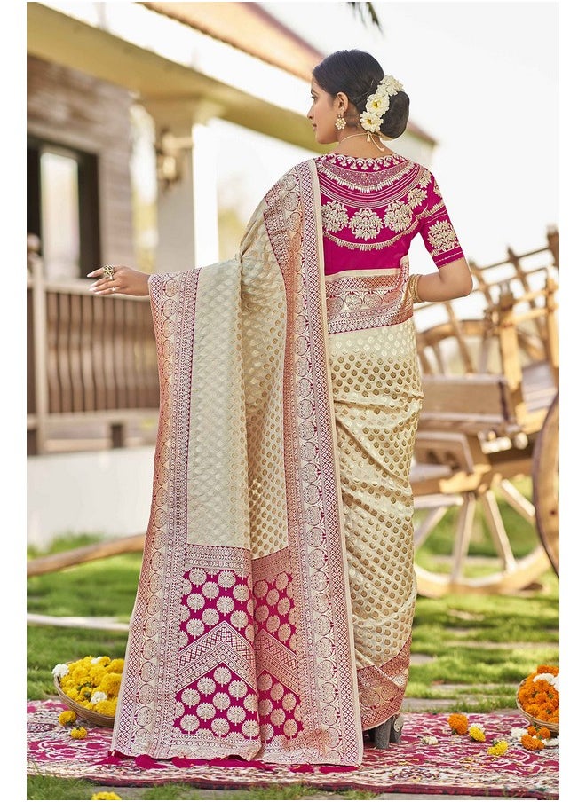 Manohari - MANOHARI adorable woven pattern Banarasi Silk saree for women with Blouse Piece_MN1739 - Image 1