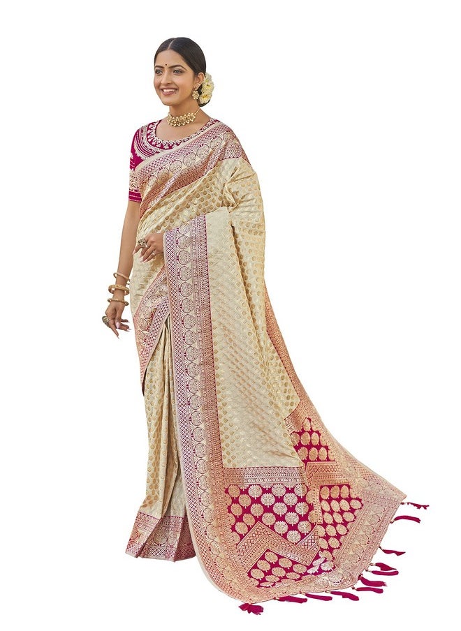 Manohari - MANOHARI adorable woven pattern Banarasi Silk saree for women with Blouse Piece_MN1739 - Image 1