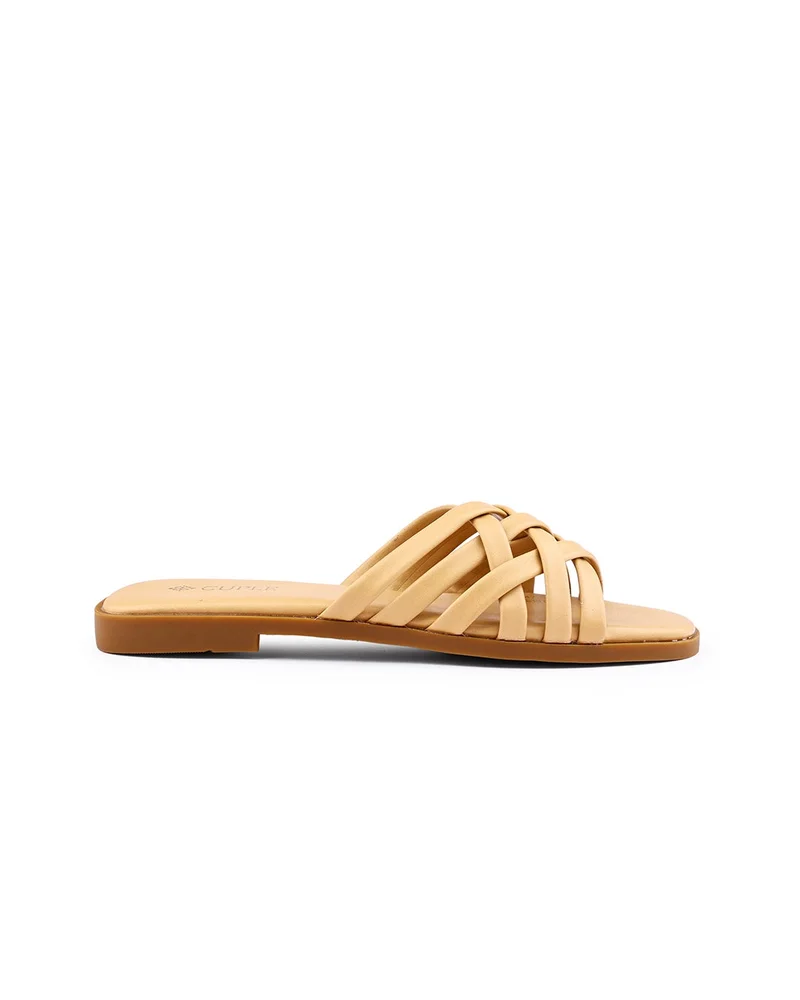 كابلي صندل مسطح نسائي متقاطع الأشرطة