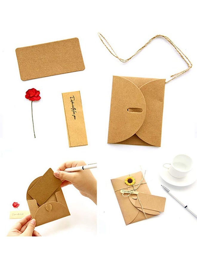 8 Pcs Handmade Kraft Paper Flower Embellished Thank You Cards with Envelopes Rustic Greeting Wish Invitation Cards for Weddings Birthdays Eid Gatherings Baby Showers Holiday Gift Notes - Image 4