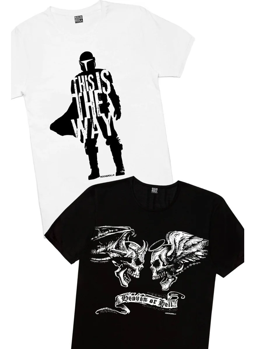 Rock&Roll Trust Me, Angel and Devil Men's 2-Piece Eco Pack T-Shirt