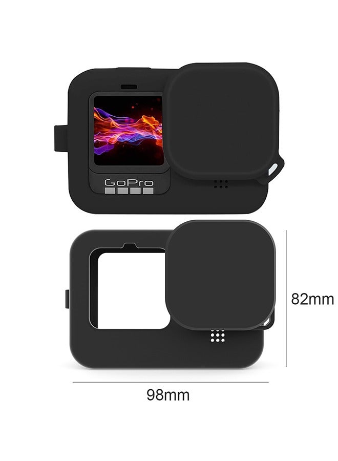 Silicone Sleeve Case for Go Pro Hero 11 /Hero 10 /Hero 9, Screen Protectors  Lens Caps  Lanyard for Go Pro Hero 11 /10 / 9 Accessories Kit (Black)  - Image 2