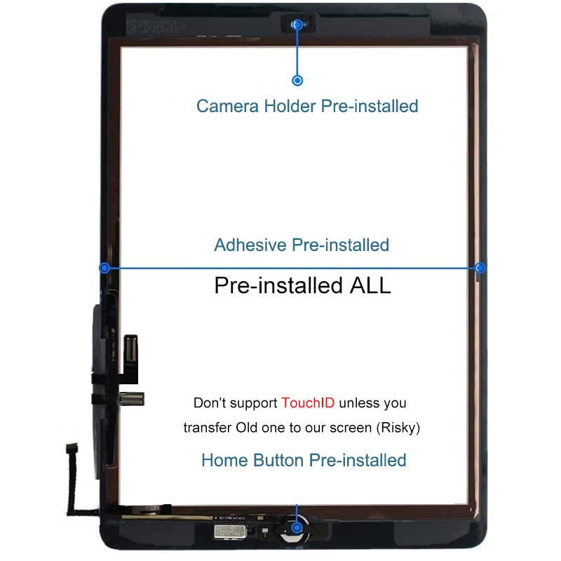JPUNG for iPad 5 (5th Generation 2017 Released) Glass Screen Replacement A1822 A1823, Only for 5th Gen Touch Digitizer 9.7 Inch, +Home Button, Full Repair Kit - Image 3