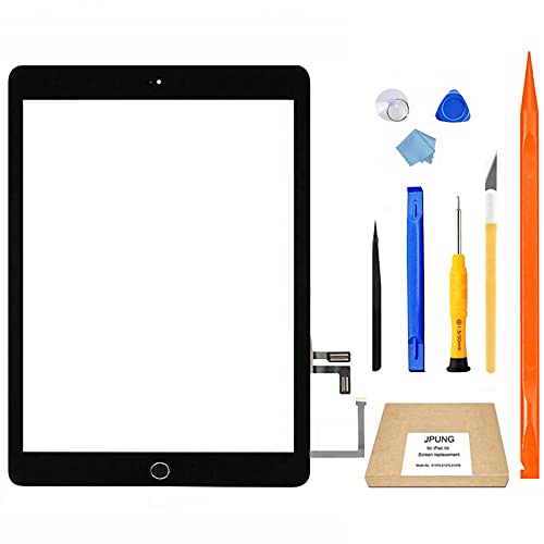 JPUNG for iPad 5 (5th Generation 2017 Released) Glass Screen Replacement A1822 A1823, Only for 5th Gen Touch Digitizer 9.7 Inch, +Home Button, Full Repair Kit - Image 1