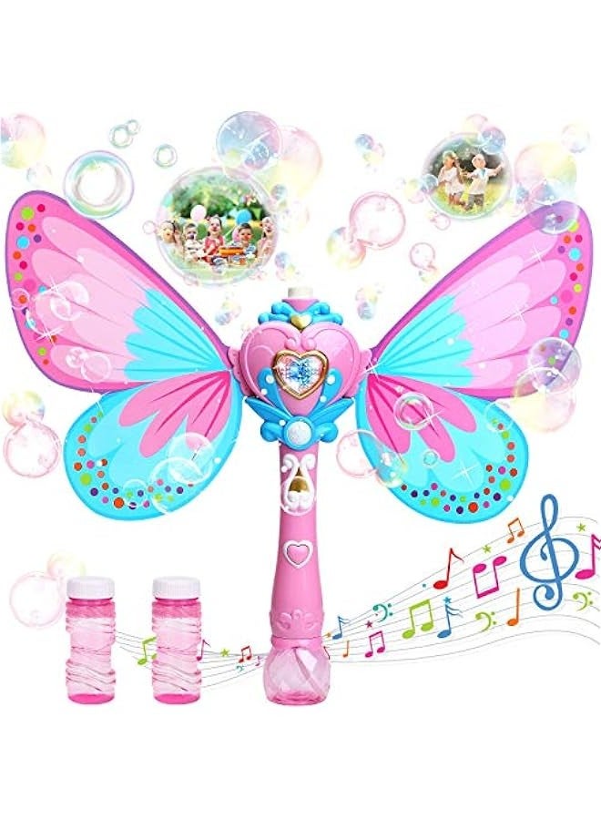 DURKU Kids' Bubble Machine: erfly Bubbles Wand Blower Toy with 1000+ Bubbles per Minute, Great for Indoor and Outdoor Play. Perfect Birthday Gift for Girls, Includes Bubble Solution. - Image 1
