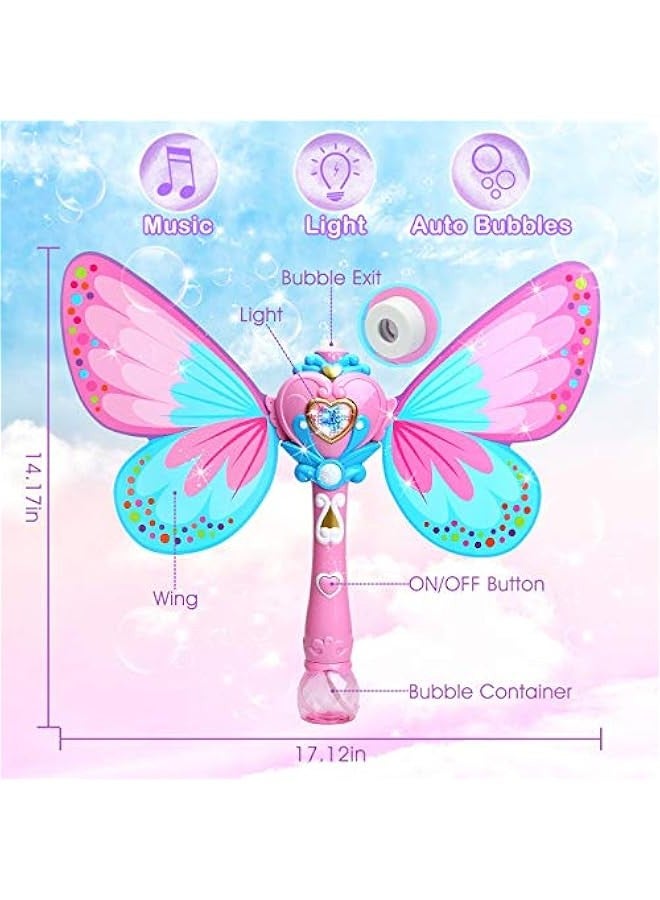 DURKU Kids' Bubble Machine: erfly Bubbles Wand Blower Toy with 1000+ Bubbles per Minute, Great for Indoor and Outdoor Play. Perfect Birthday Gift for Girls, Includes Bubble Solution. - Image 3