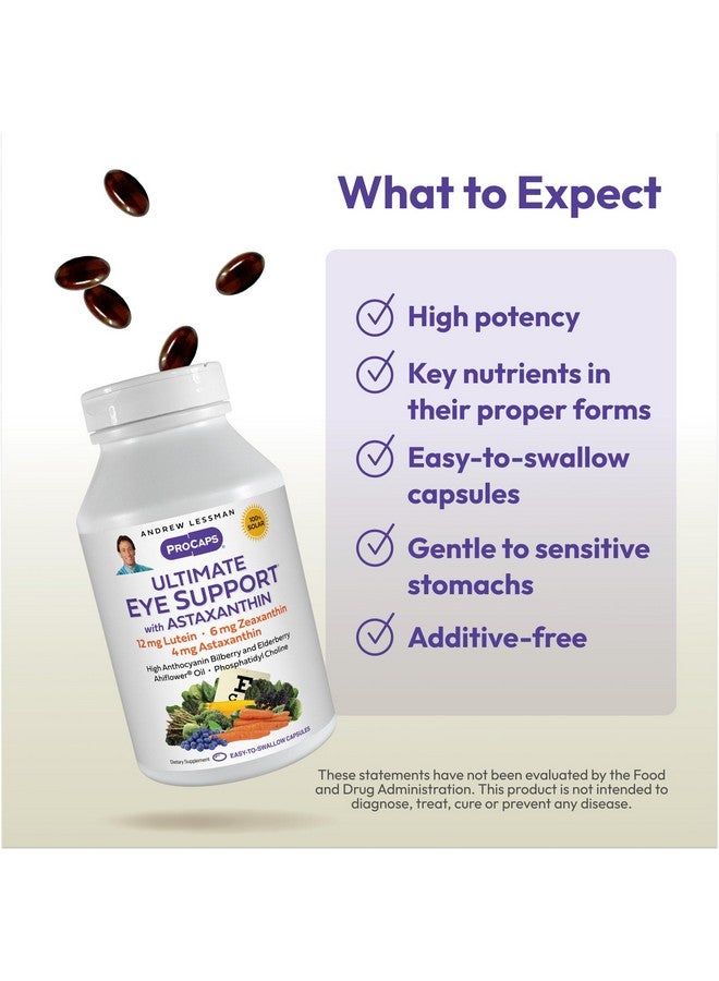 ANDREW LESSMAN Ultimate Eye Support with Astaxanthin 60 Softgels - 12mg Lutein, 6mg Zeaxanthin, 4mg Astaxanthin, Bilberry. Key Nutrients to Support Eye Health, Promote Healthy Vision. No Additives - Image 4