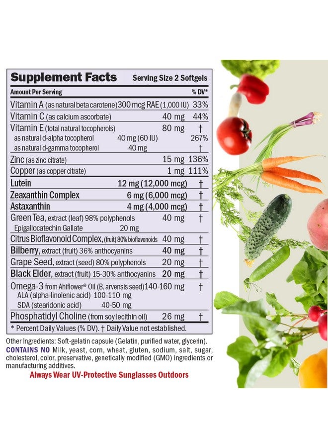 ANDREW LESSMAN Ultimate Eye Support with Astaxanthin 60 Softgels - 12mg Lutein, 6mg Zeaxanthin, 4mg Astaxanthin, Bilberry. Key Nutrients to Support Eye Health, Promote Healthy Vision. No Additives - Image 2