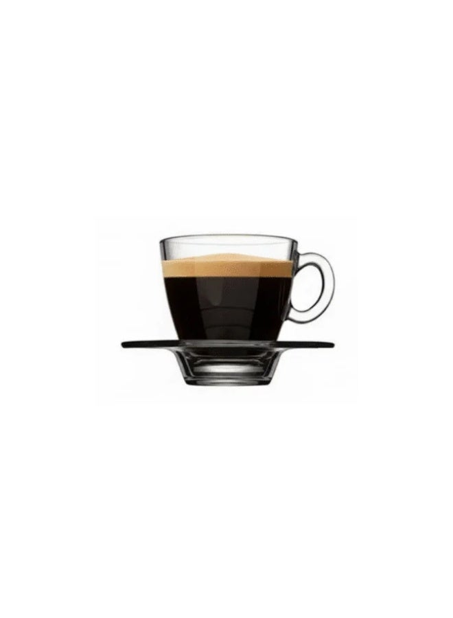 باساباتشي Pasabahce Aqua Espresso Cup Set with Saucers – 72ml – 12-Piece Set (6 Cups + 6 Saucers) | Premium Bulgarian-Made Glassware - Image 2