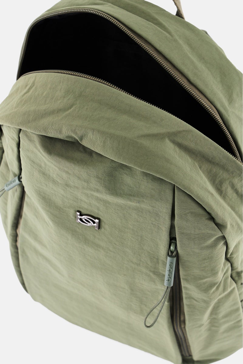 bebe Women Brand Logo Backpack 27 L x 35 H x 10 W cm, Olive - Image 3