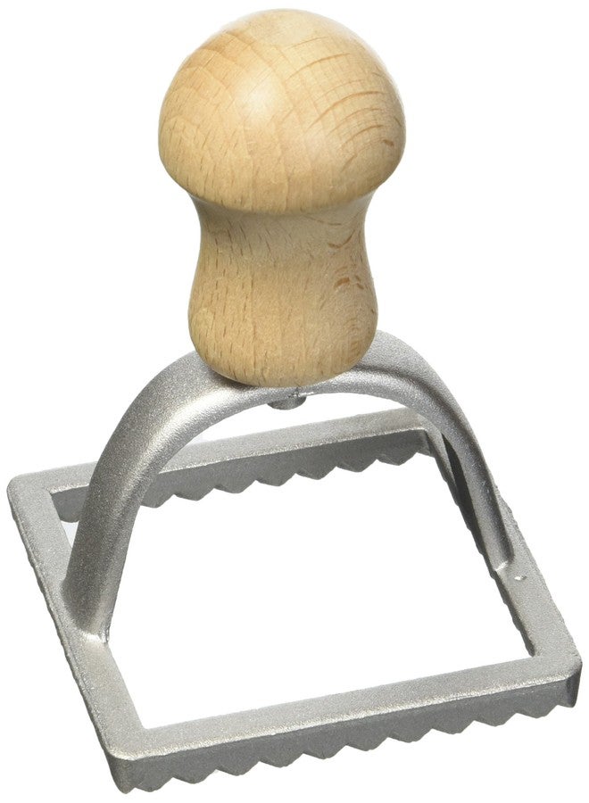 Eppicotispai Aluminum Square Ravioli Stamp with Beechwood Handle, 2-3/4 Inch by 2-3/4 Inch - Image 1
