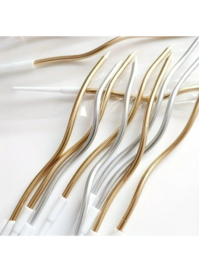 Kandid 6pcs Decorative Birthday Candles for Celebrations, Anniversary, Wedding, Romantic Evening (CURLY GOLD) - Image 1