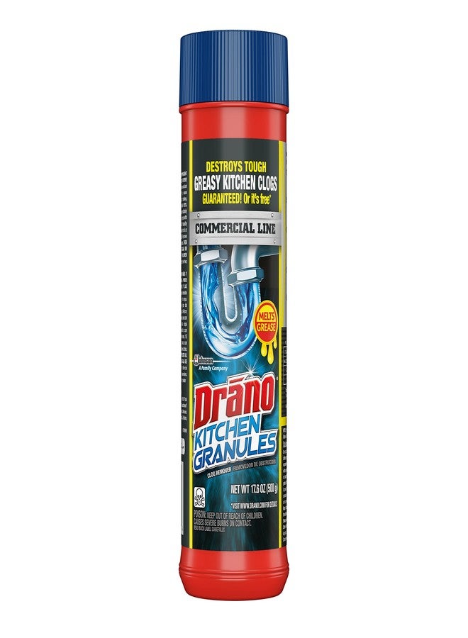 Drano Kitchen Granules Drain Clog Remover and Cleaner, Unclogs Blockage from Grease or Cooking Oil, Commercial Line, 17.6 Oz - Image 1