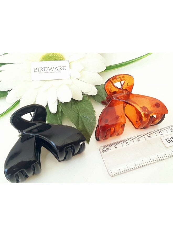 BIRDWARE Medium Size Hair Clips Clutcher For Women Claws For Girls Imported Rubber Acrylic Material Stone Butterfly Hair Clips For Women Hair Clutchers (Medium Shell Black Pack Of 2) - Image 4