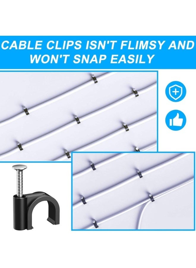 400pcs Black Cable Clips With Steel Nails - 4/6/8/10mm Wire Clamps for Cords, Ethernet, Coaxial - Tacks and Nail Clamps - Image 5