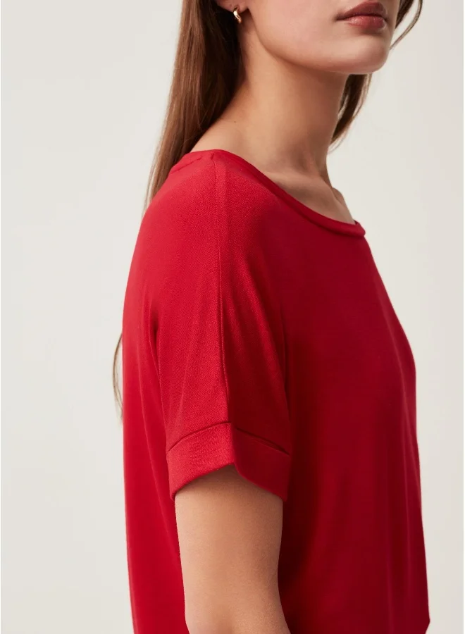 Ovs Ovs Stretch Viscose  T-Shirt With Round Neck