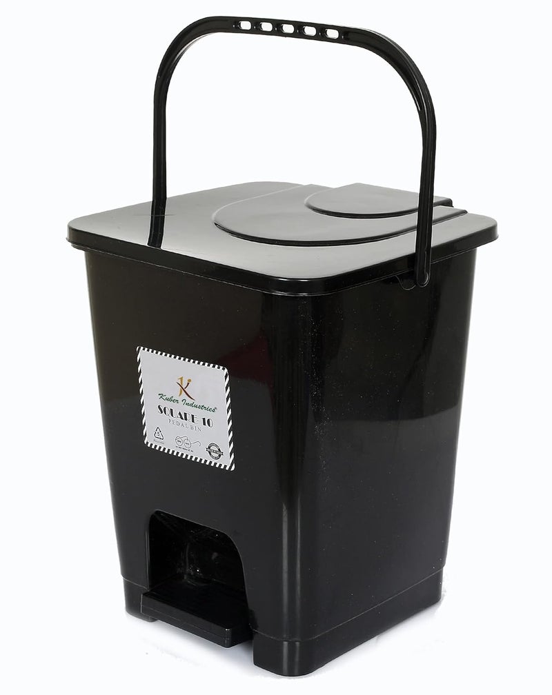 Kuber Industries Kuber Industries Premium Plastic Pedal Dustbin 10 Ltr Black BluePack of 2  - Image 3