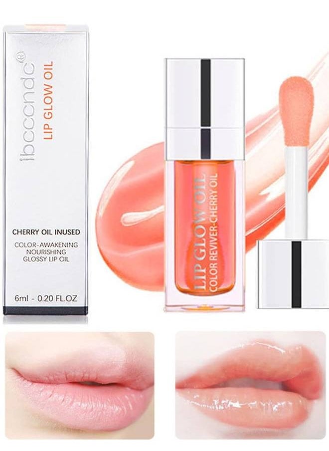 ibcccndc Lip Glow Oil Hydrating Lip Glow Oil Tinted Transparent Plumping Lip Gloss Long Lasting Nourishing Lip Oil for Lip Treatment and Dry Lips Non Sticky Big Brush Head Glitter Shine Primer Lip Tint 001  - Image 1