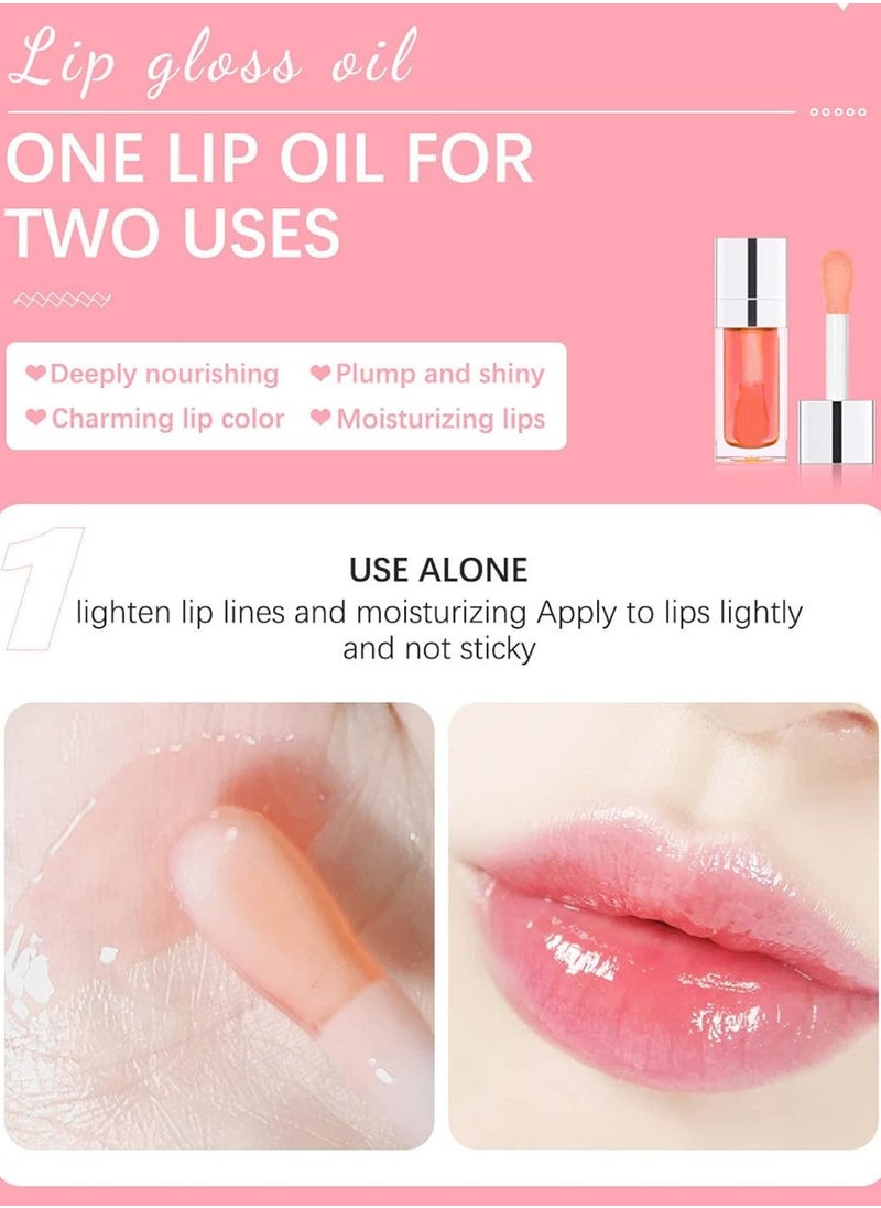 ibcccndc Lip Glow Oil Hydrating Lip Glow Oil Tinted Transparent Plumping Lip Gloss Long Lasting Nourishing Lip Oil for Lip Treatment and Dry Lips Non Sticky Big Brush Head Glitter Shine Primer Lip Tint 001  - Image 3