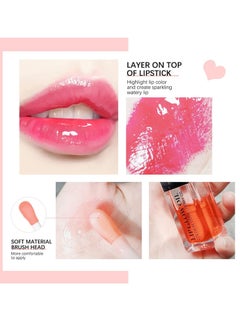 ibcccndc Lip Glow Oil Hydrating Lip Glow Oil Tinted Transparent Plumping Lip Gloss Long Lasting Nourishing Lip Oil for Lip Treatment and Dry Lips Non Sticky Big Brush Head Glitter Shine Primer Lip Tint 001  - Image 4