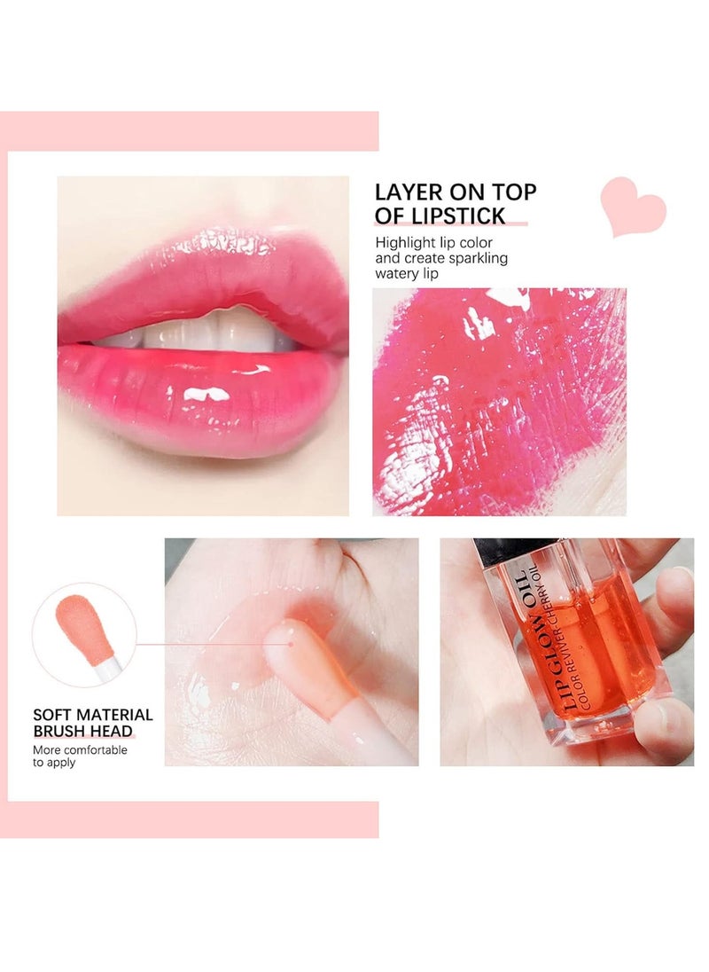 ibcccndc Lip Glow Oil Hydrating Lip Glow Oil Tinted Transparent Plumping Lip Gloss Long Lasting Nourishing Lip Oil for Lip Treatment and Dry Lips Non Sticky Big Brush Head Glitter Shine Primer Lip Tint 001  - Image 4
