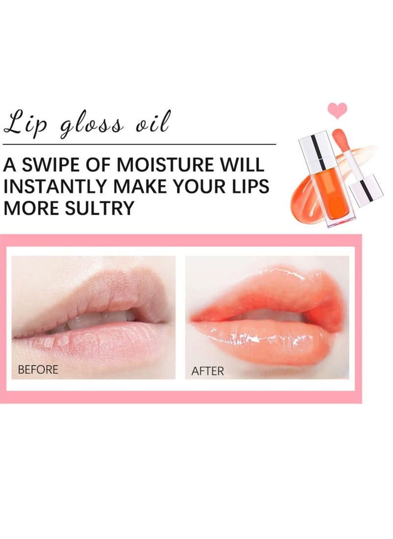 ibcccndc Lip Glow Oil Hydrating Lip Glow Oil Tinted Transparent Plumping Lip Gloss Long Lasting Nourishing Lip Oil for Lip Treatment and Dry Lips Non Sticky Big Brush Head Glitter Shine Primer Lip Tint 001  - Image 5