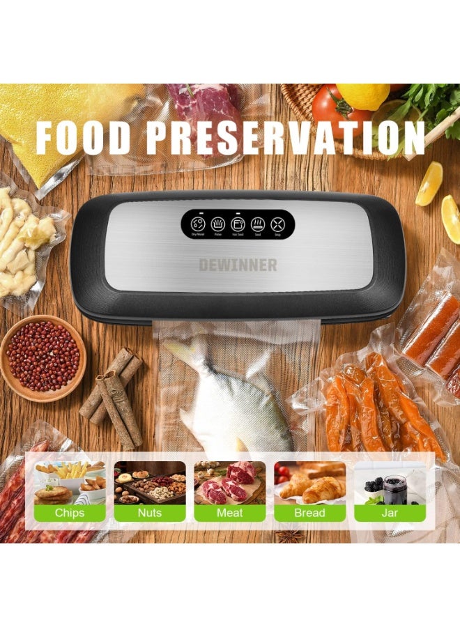 DEWINNER Food Vacuum Sealer Machine 5-in-1, Sealing Machine Automatic with 20 Sealer Bags Storage, Food Saver Air Sealing System for Preservation Storage, Save Moist/Dry Vacuum - Image 3