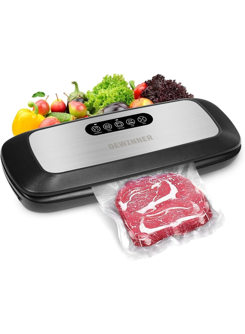 DEWINNER Food Vacuum Sealer Machine 5-in-1, Sealing Machine Automatic with 20 Sealer Bags Storage, Food Saver Air Sealing System for Preservation Storage, Save Moist/Dry Vacuum - Image 2