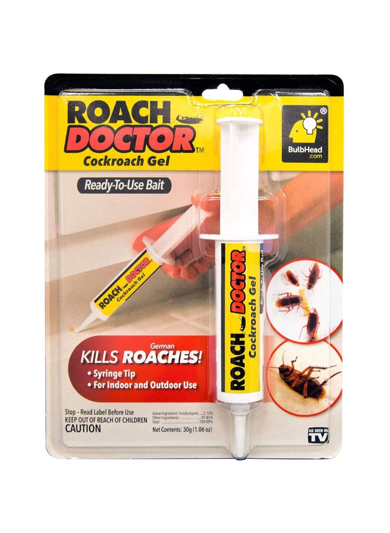 Bulb Head Original Roach Doctor Cockroach Gel Ready-to-Use Cockroach Gel Bait - Outdoor & Indoor Roach Killer with Syringe Applicator Pack of 3 - Image 1