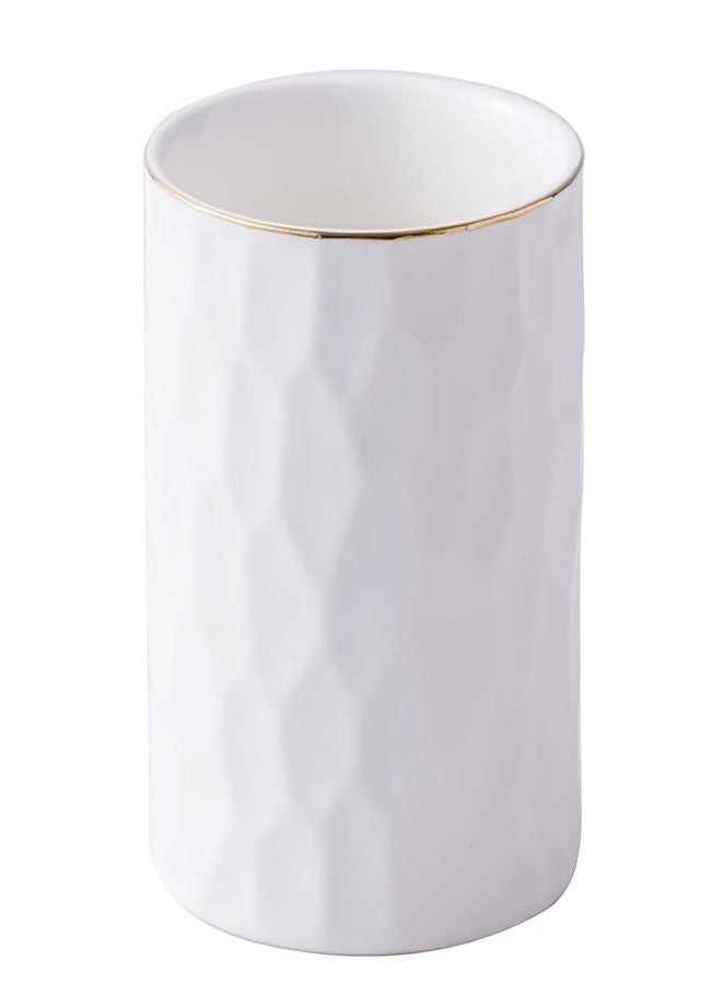 YOSCO Ceramic Aesthetic Pen Holder for Desk Cute White Pencil Holder Cup Pot Desk Organizer Office Supplies - Stylish Office Decor, Makeup Brush Holder,Toothbrush Holder (White) - Image 1