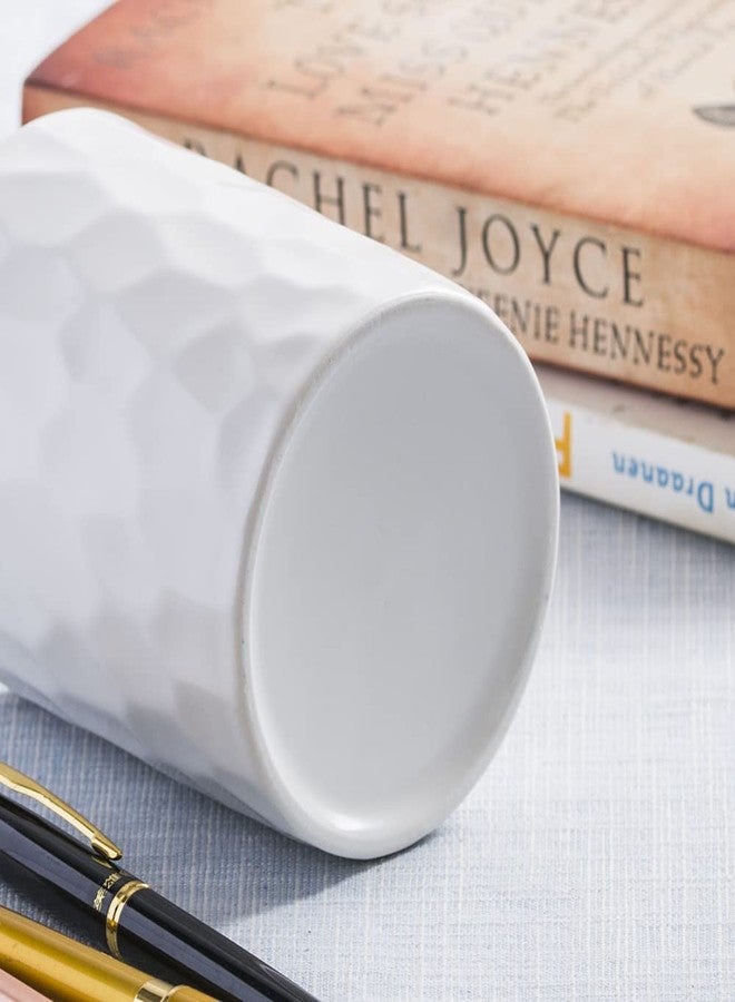 YOSCO Ceramic Aesthetic Pen Holder for Desk Cute White Pencil Holder Cup Pot Desk Organizer Office Supplies - Stylish Office Decor, Makeup Brush Holder,Toothbrush Holder (White) - Image 5