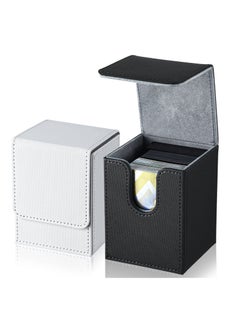 2 Leather Deck Card Boxes - Large Size Fits 100 Plus Sleeved Cards Ideal Game Box for Collectible Cards, Perfect Playing MTG TCG and More