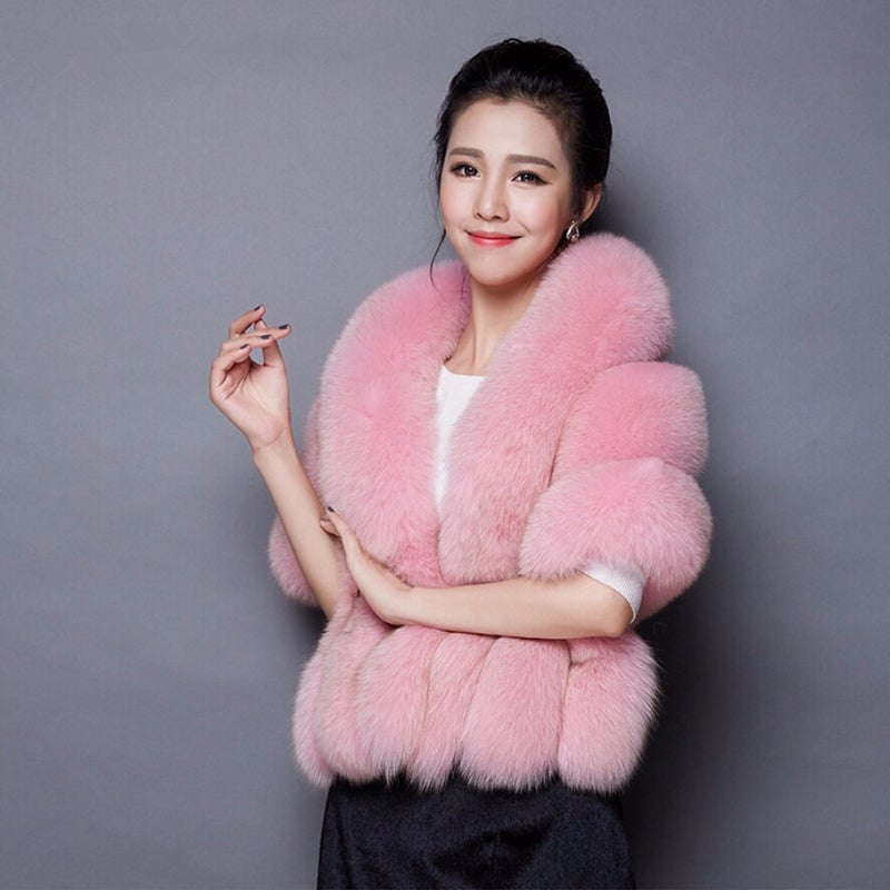 New Winter Coat Faux Fox Fur Faux Mink Cape Wedding Shawl Coat Short Waistcoat Women'S Coat - Image 2