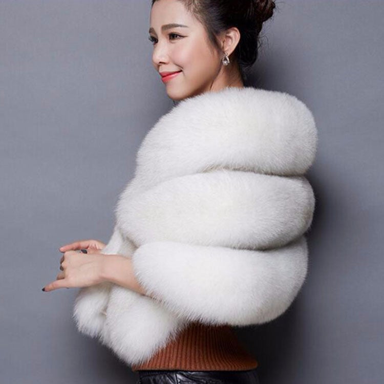 New Winter Coat Faux Fox Fur Faux Mink Cape Wedding Shawl Coat Short Waistcoat Women'S Coat - Image 3
