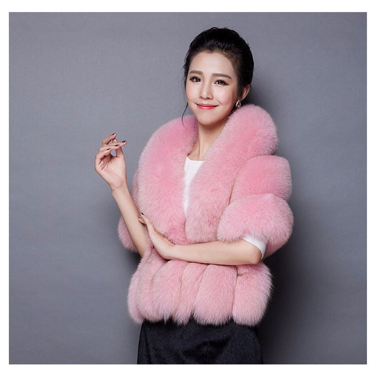 New Winter Coat Faux Fox Fur Faux Mink Cape Wedding Shawl Coat Short Waistcoat Women'S Coat - Image 5