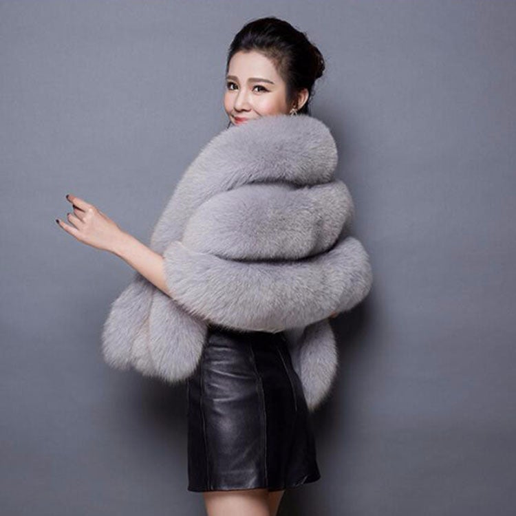 New Winter Coat Faux Fox Fur Faux Mink Cape Wedding Shawl Coat Short Waistcoat Women'S Coat - Image 4