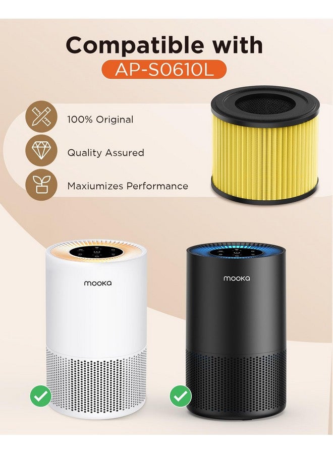 Mooka 2 Pack MOOKA AP-S0610L Air Purifier Pet Mode Filter, 3-in-1 True HEPA Filter, High-Efficiency Activated Carbon Air Filter for Allergies, Smoke, Odor, Dander, Pollen - Image 2
