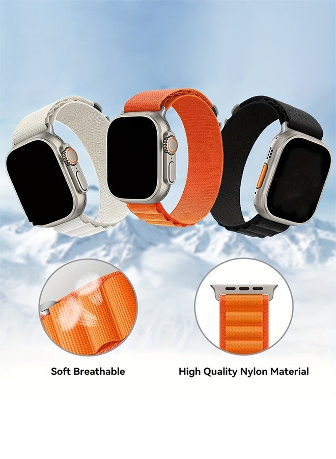 بشكل مختصر (قطعتان) سوار ألبين الحلقي من النايلون متوافق مع ساعة أبل الترا 49مم/45مم/44مم/42مم، سوار رياضي قابل للتعديل مع مشبك التيتانيوم G-Meter المنسوج، متاح لسلسلة آي ووتش 8/7/6/5/4/3/2/1/SE - Image 4
