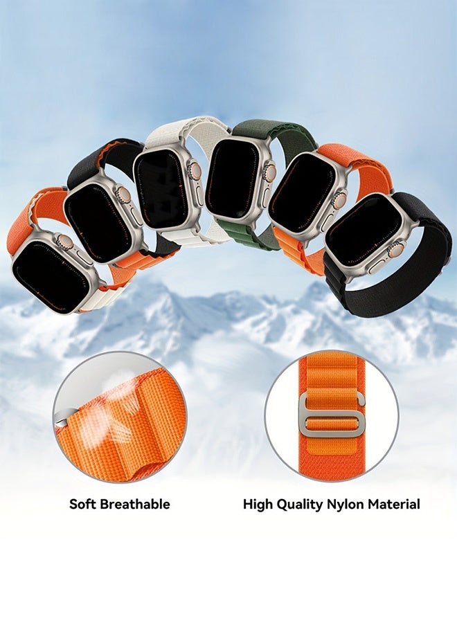 بشكل مختصر (قطعتان) سوار ألبين الحلقي من النايلون متوافق مع ساعة أبل الترا 49مم/45مم/44مم/42مم، سوار رياضي قابل للتعديل مع مشبك التيتانيوم G-Meter المنسوج، متاح لسلسلة آي ووتش 8/7/6/5/4/3/2/1/SE - Image 5