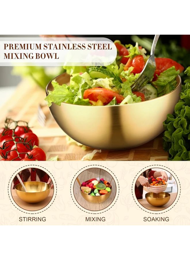 Golden Stainless Steel Mixing Bowl 9.84 Inch Durable for Salads and Desserts - Image 4