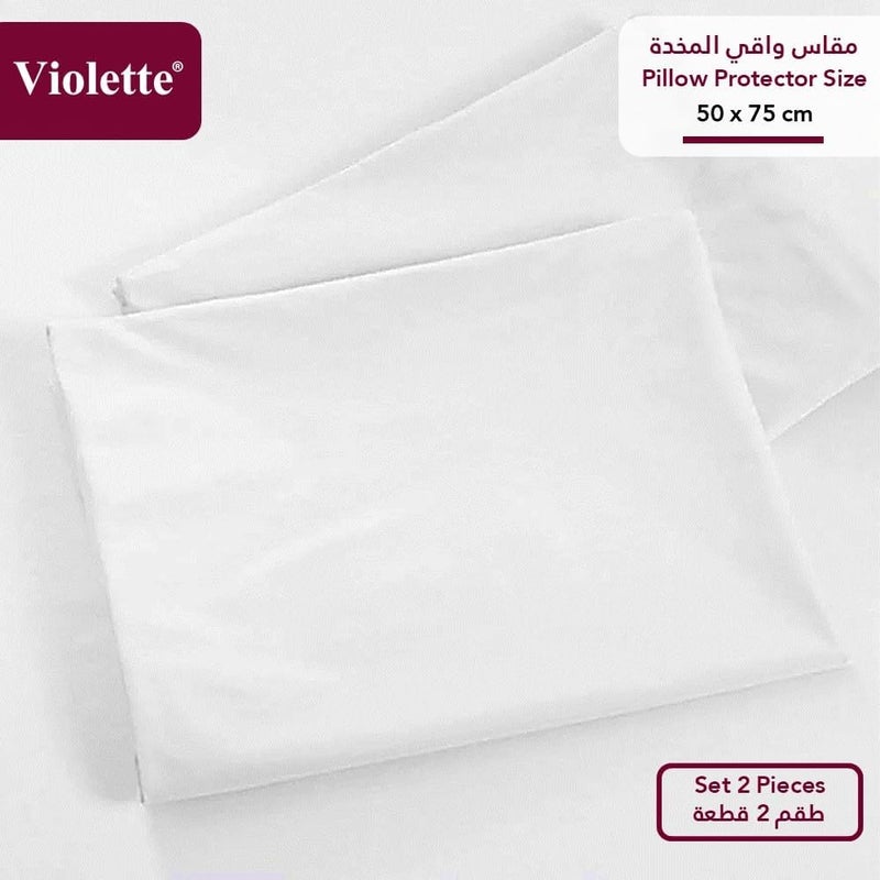 Violette Waterproof Pillow Protector 2 Pieces Set (Size: 50x75 cm), Flap Envelope Closure Design, Hypoallergenic Breathable and Dust Mite Protecting, White - Image 2
