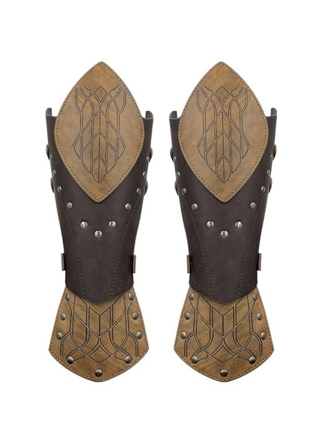 Generic Medieval Embossed Faux Leather Elf Arm Guards, Fantasy Cosplay Buckle Bracers, Knight Archer Gauntlets for LARP  - Image 2