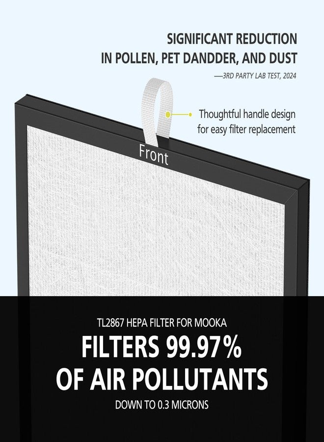 إيزينجو عبوتان من فلاتر TL2867 البديلة، متوافقة مع جهاز تنقية الهواء MOOKA TL2867، مناسبة للغرف الكبيرة (حتى 1650 قدم مربع)، فلتر HEPA لحماية الهواء من دخان الحيوانات الأليفة والغبار وحبوب اللقاح والوبر والروائح الكريهة، وجزيئات PM2.5، مثالية لغرف النوم. - Image 4