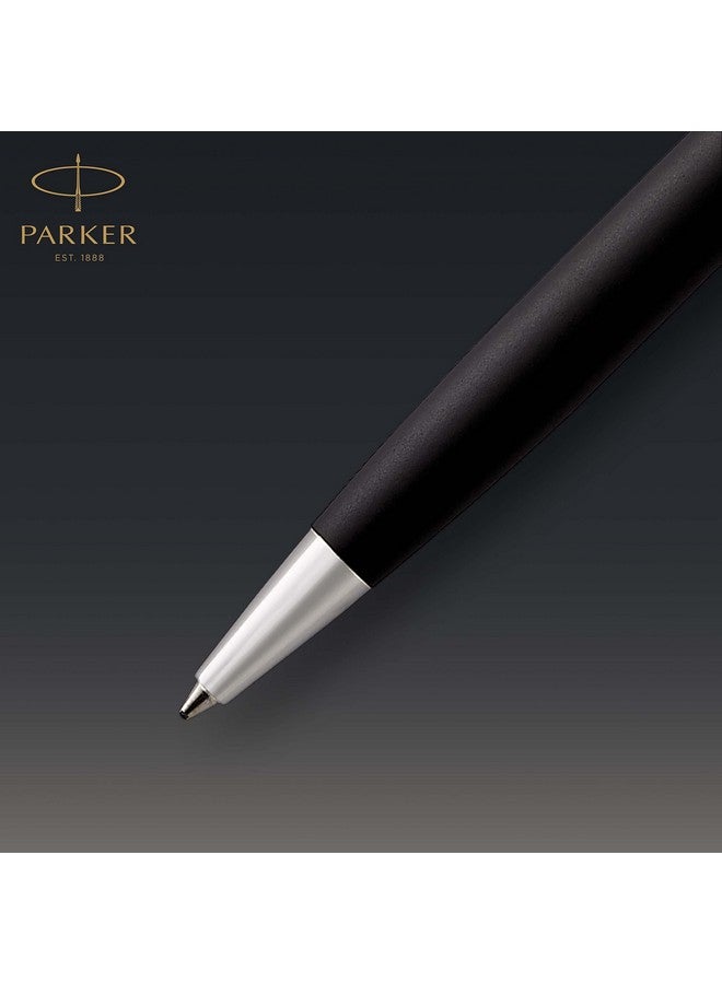 PARKER قلم حبر جاف سونيت أسود غير لامع مع حافة بالاديوم، حبر أسود متوسط الرأس، صندوق هدايا - Image 4