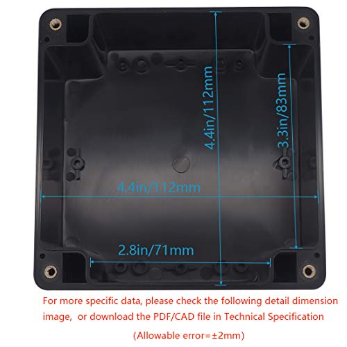 Zulkit Junction Box, Zulkit Project Box IP65 Waterproof Outdoor Box ABS Plastic Electrical Boxes Electronic Enclosure Black4.7 x 4.7 x 3.5 inch(120 x 120 x 90 mm)(Pack of 2) - Image 5